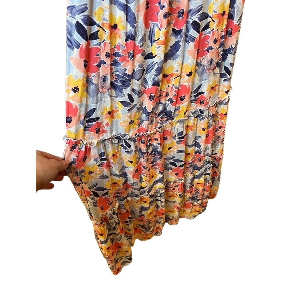 Isabel Maternity Womens Size S Multi-Color Floral Smocked Tiered Maxi Dress - Picture 8 of 8